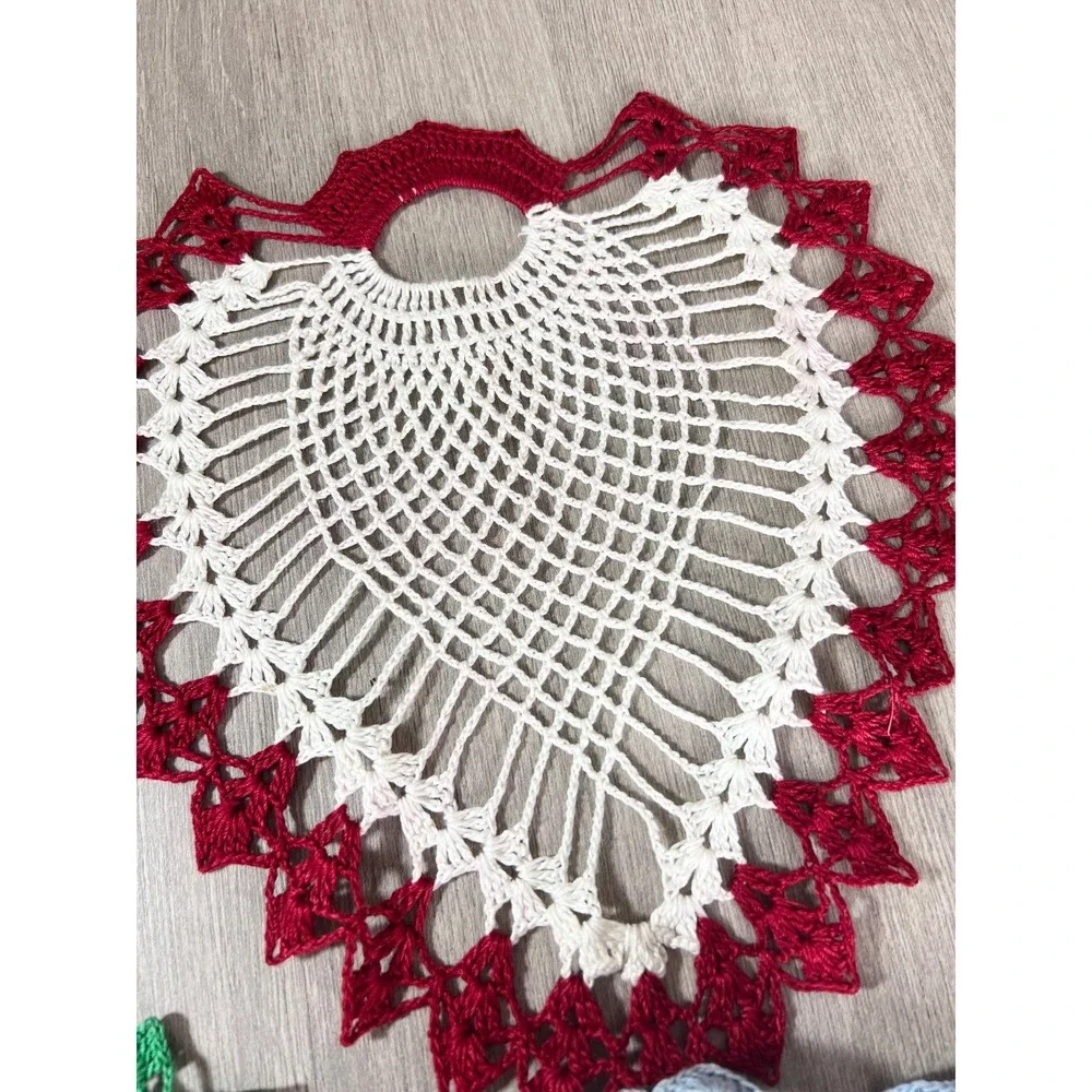 Vintage Handmade crochet heart doily sachet pillow